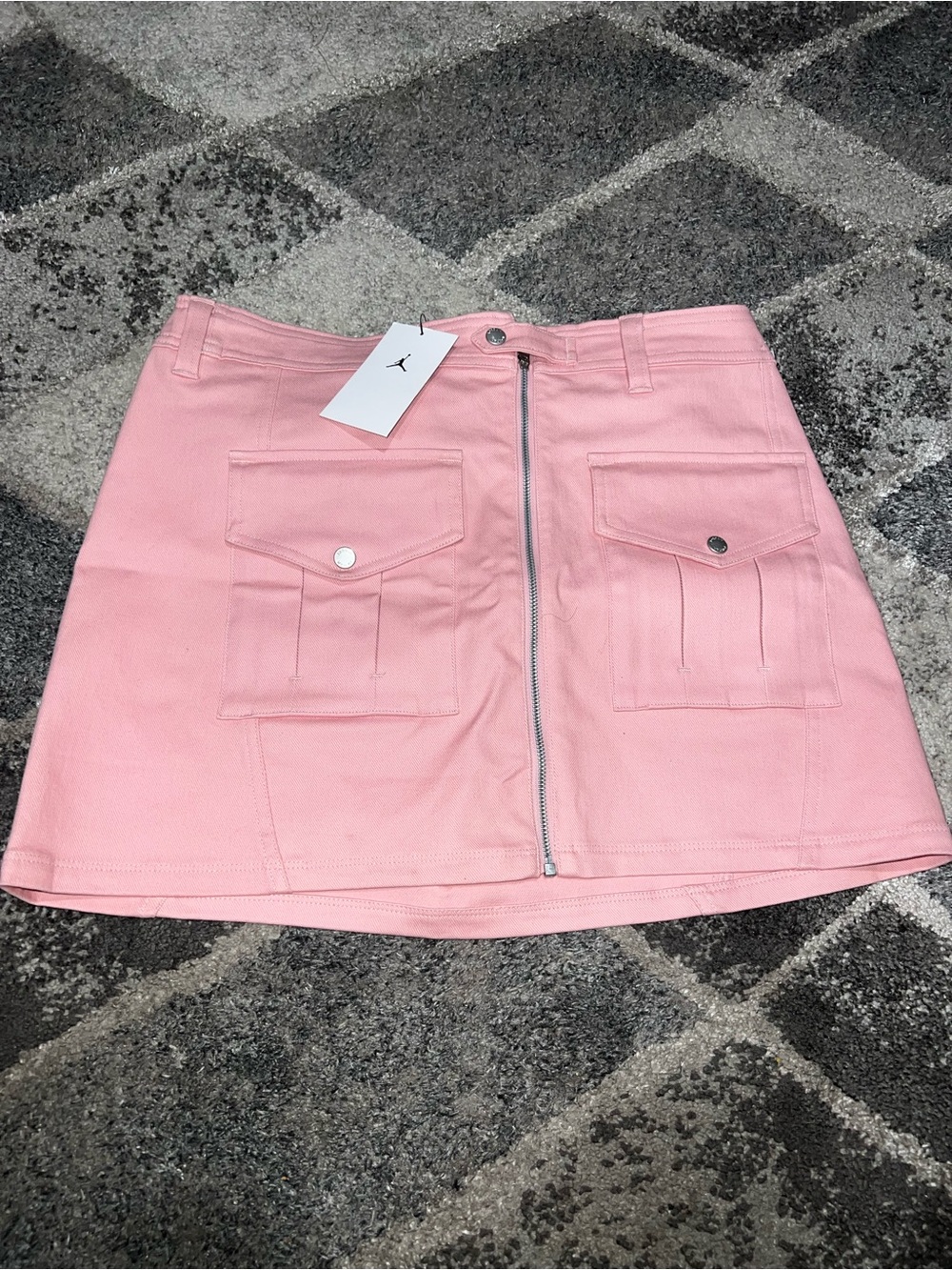 Nike Jordan Jean Pink Front-Zip Utility Mini Skirt Size L